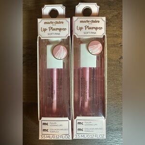 2pk MARIE CLAIRE SOFT PINK CLEAR FULL LIP PLUMPER COLLAGEN INFUSED LIPGLOSS NEW